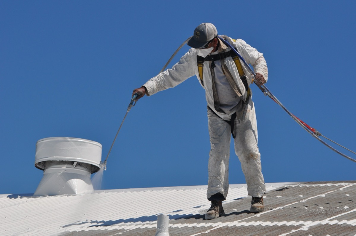 Protective roof coating applied by NuShake Roofing